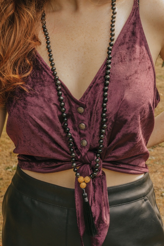 Black Obsidian Mala Necklace by Xander Kostroma