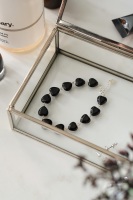925 Sterling Silver Black Obsidian Crystal Heart Bracelet