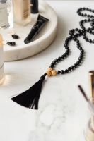 Black Obsidian 108 Mala Bead Prayer Necklace with Tassel