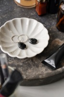 925 Sterling Silver Black Obsidian Teardrop Hoop Earrings