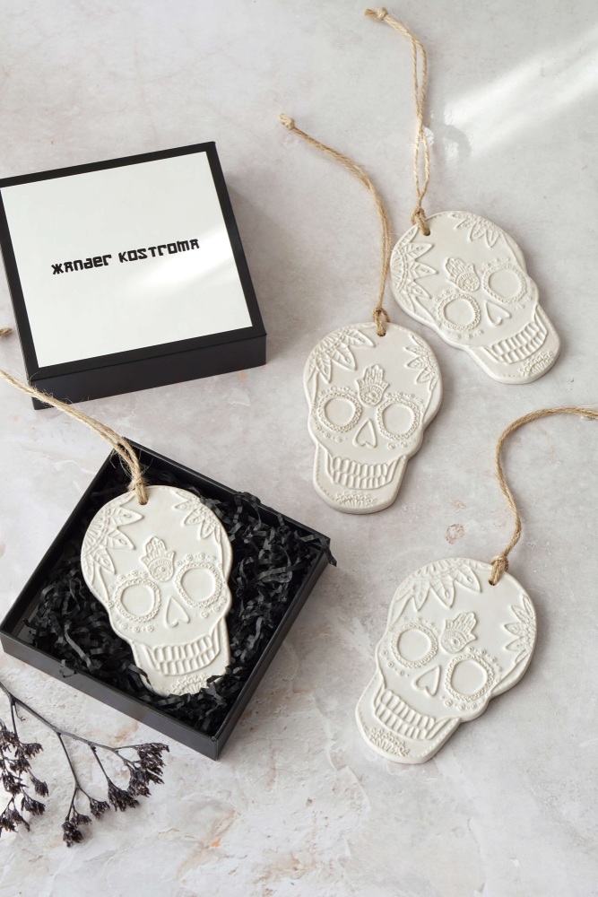 WGSN Trend report by Joanna Thornhill - Skull Tree Decorations by Xander Kostroma