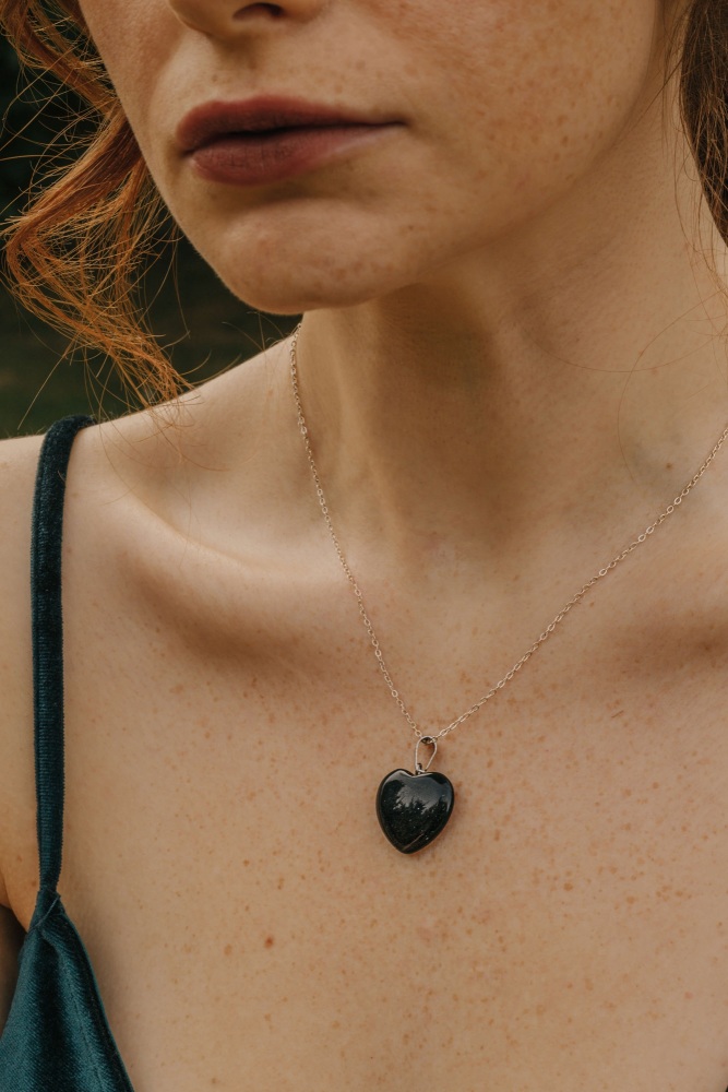 Black Obsidian Heart Pendant by Xander Kostroma