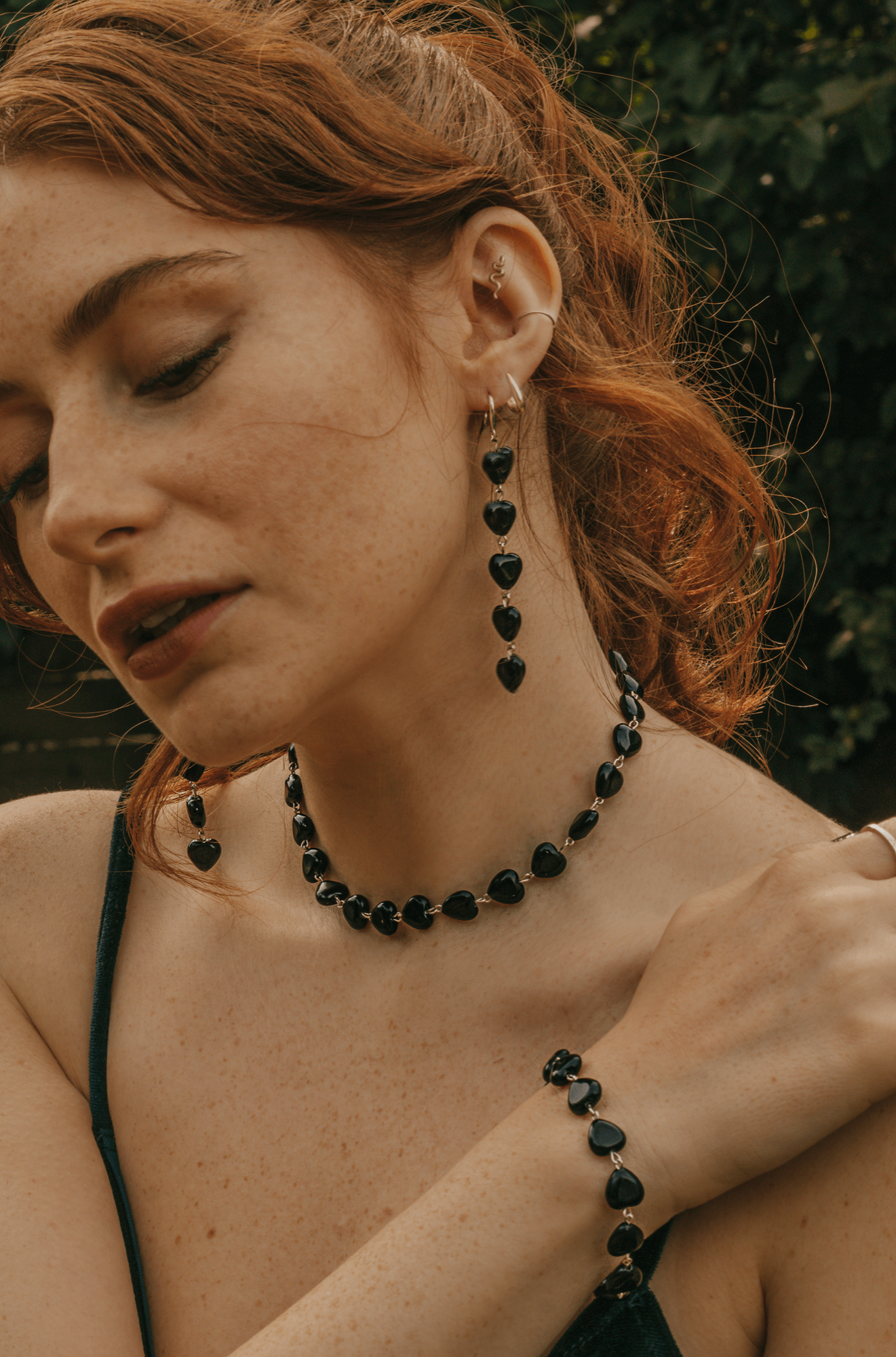 Black Obsidian Necklace Set by Xander Kostroma