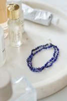 925 Sterling Silver Lapis Lazuli Double Wrap Bracelet