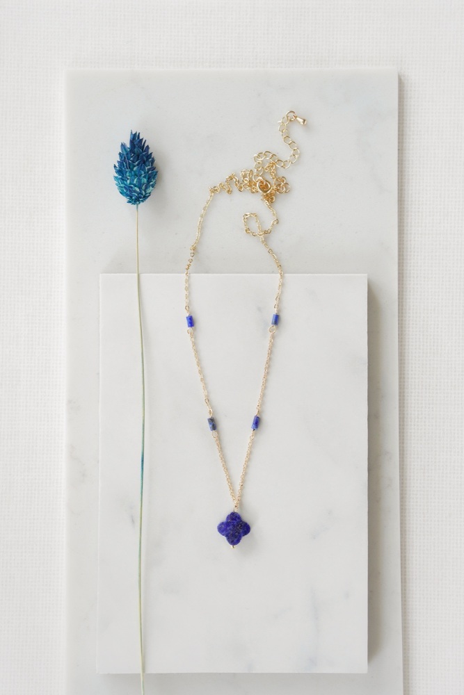 Gold Tone Lapis Lazuli Delicate Necklace