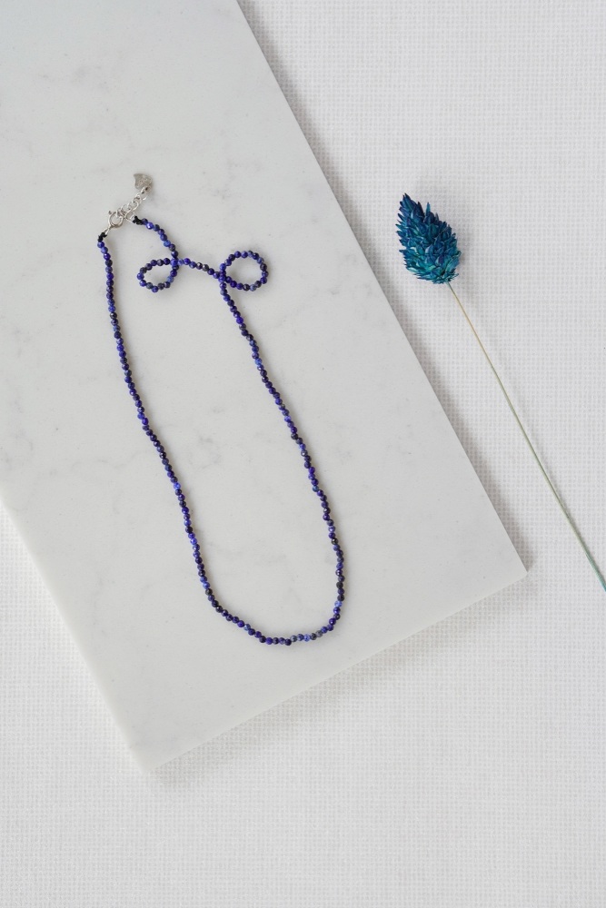 925 Sterling Silver Mini Lapis Lazuli Choker Necklace
