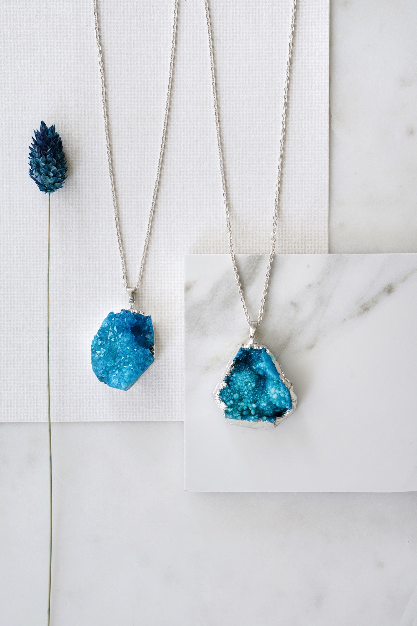 Blue Agate Pendant Necklace by Xander Kostroma