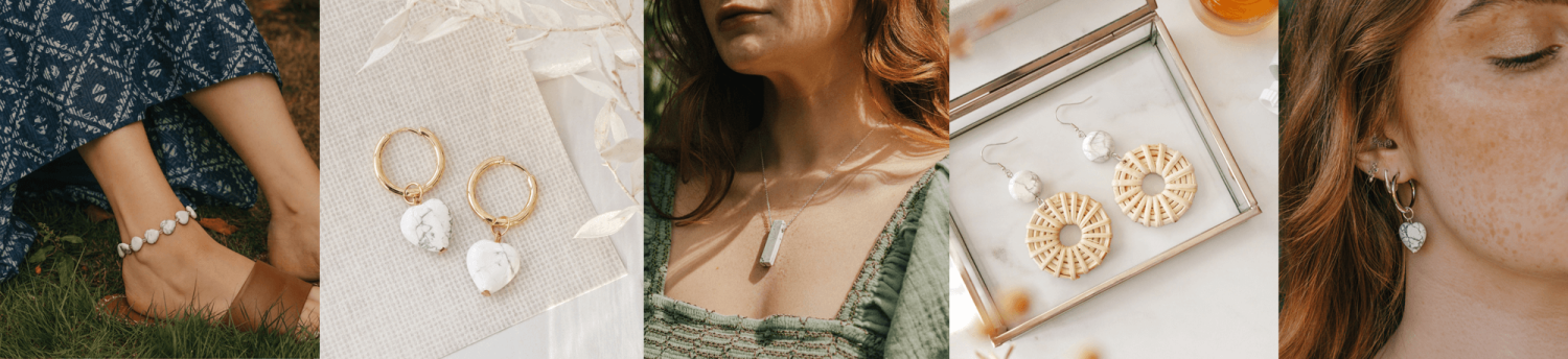 Howlite Heart crystal & silver chain necklace | EJ NZ Gems