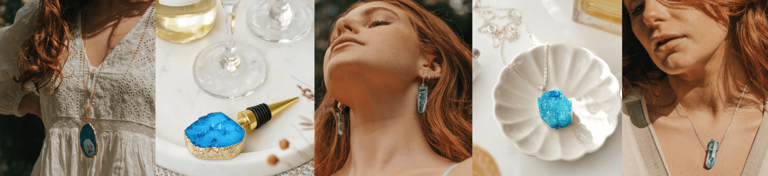 Blue Agate Crystal Jewellery by Xander Kostroma 
