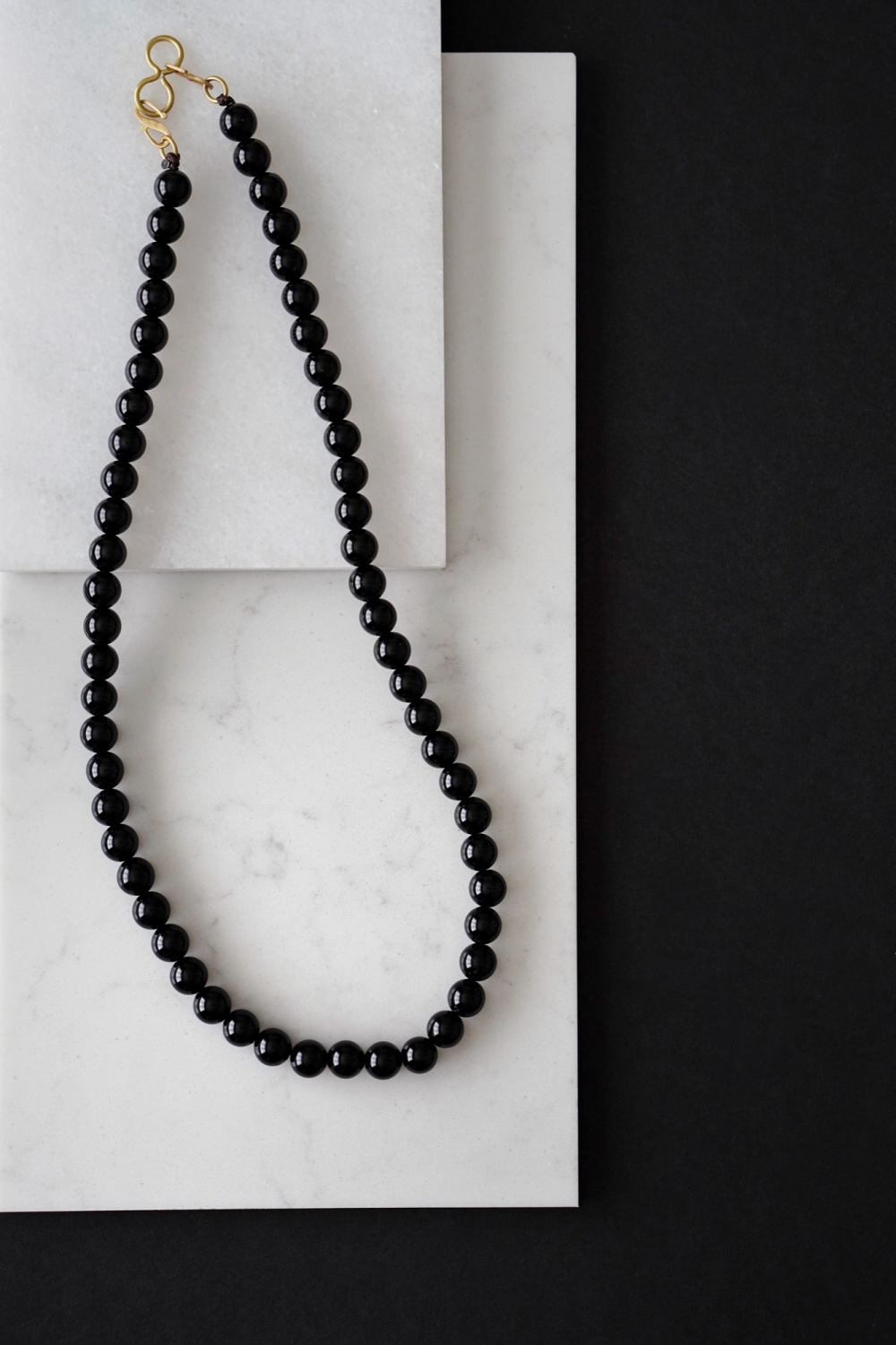 Mens Brass And Black Onyx Crystal Necklace