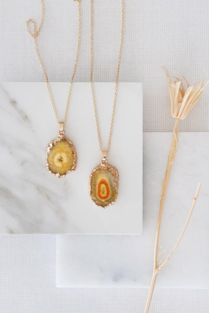 Yellow new arrivals agate necklace