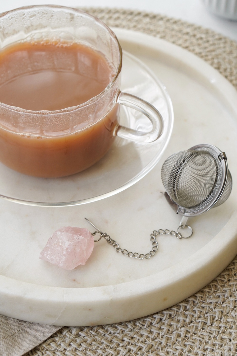 Rose Quartz Tea Strainer by Xander Kostroma