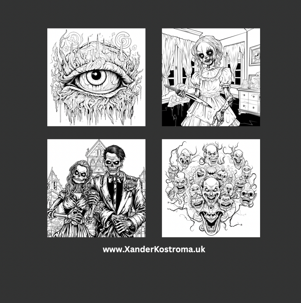 A GOREgeous Horror Colouring Book for Adults by Xander Kostroma