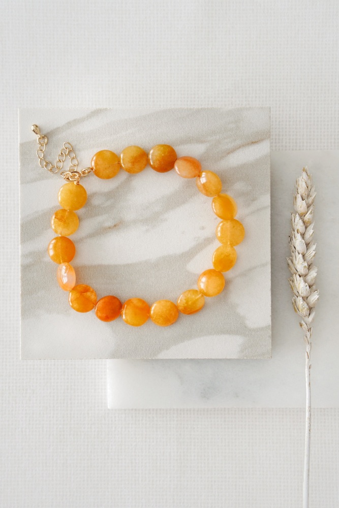 Yellow Jade Anklet in Gold
