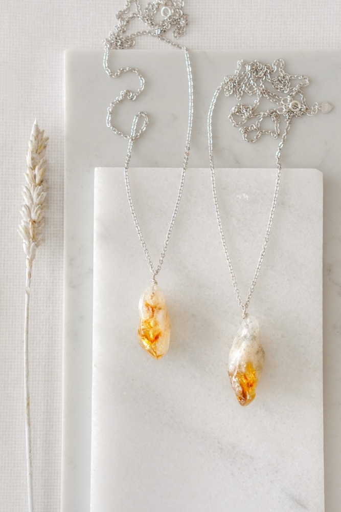 Citrine Crystal Pendant Necklace in Silver