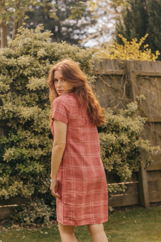 Linen Blend Check Summer Dress