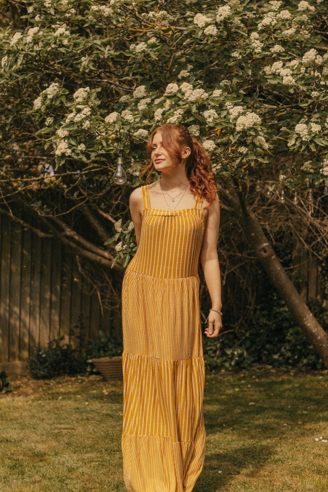 Mustard Yellow Viscose Summer strappy Dress