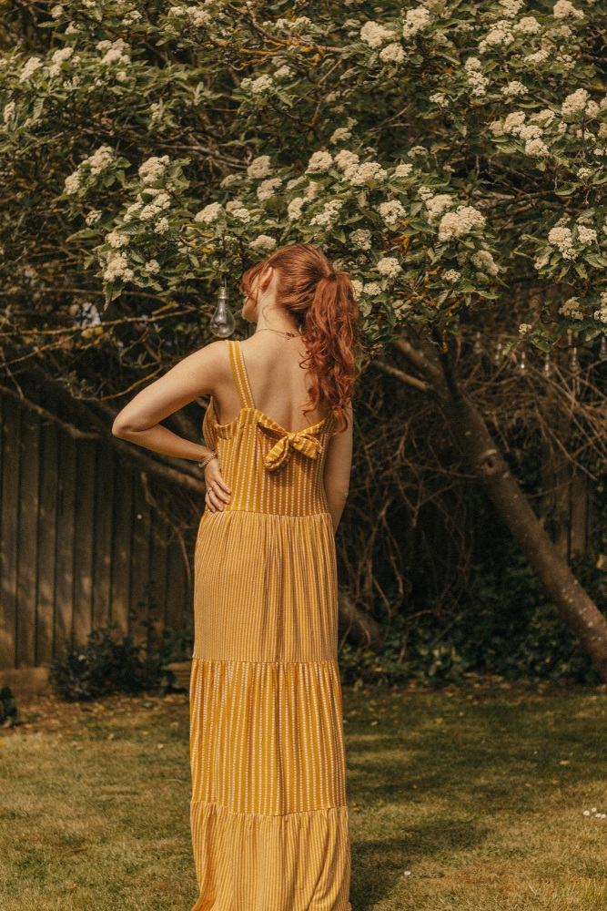 Mustard Yellow Viscose Summer strappy Dress