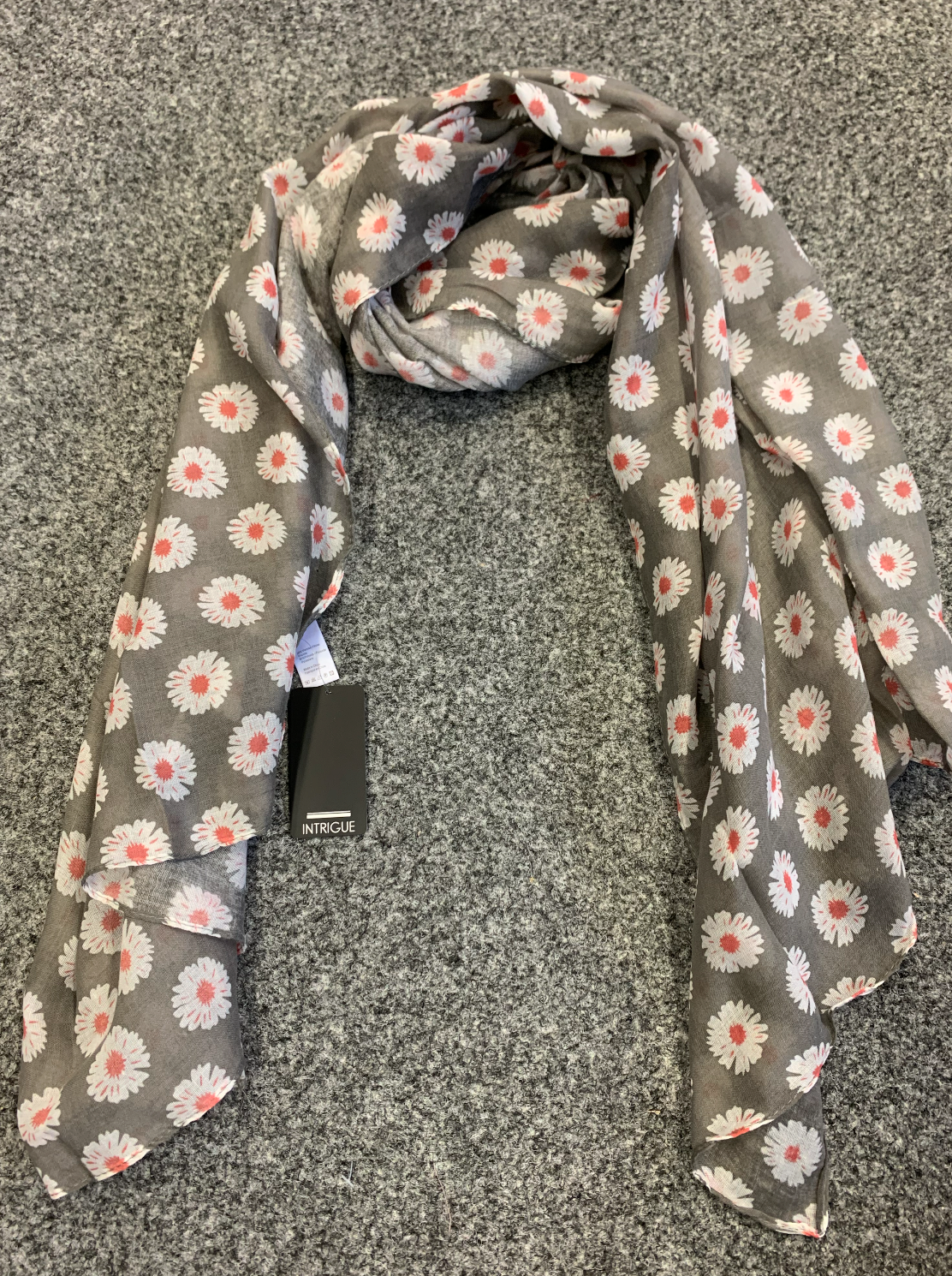 Intrigue Grey Daisy Scarf