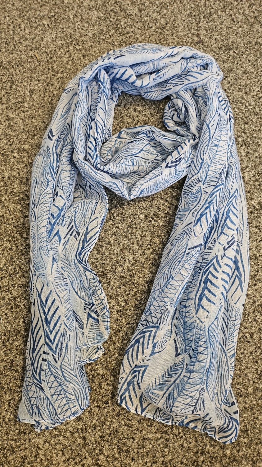 Intrigue Light Blue Leaf Scarf