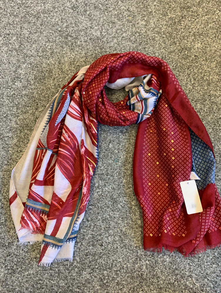 Intrigue Red and Gold Flower Scarf