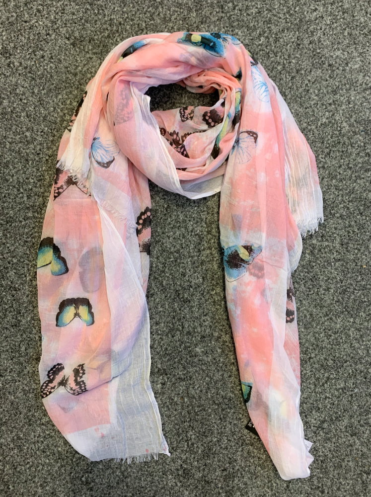 Intrigue Pink Butterfly Scarf