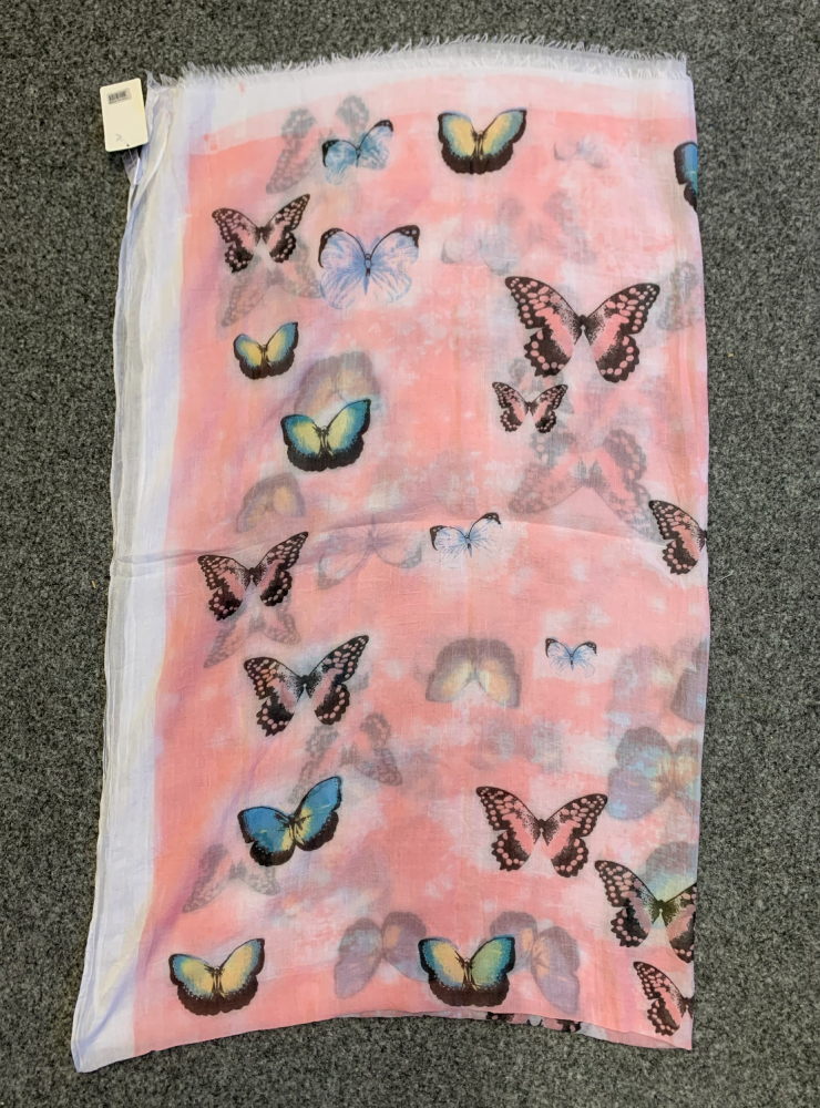 Intrigue Pink Butterfly Scarf