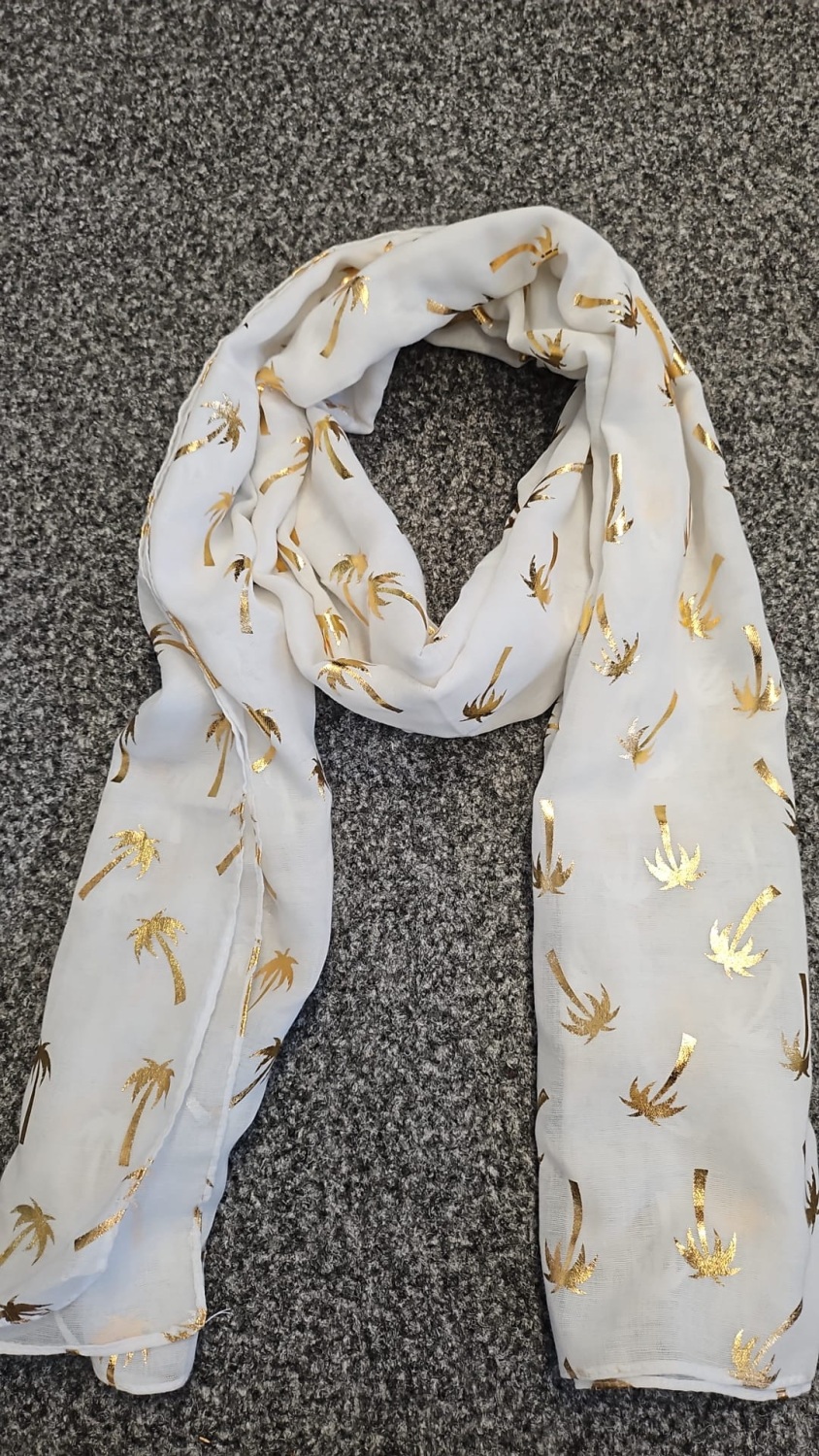 Intrigue Metallic Palm Tree Scarf