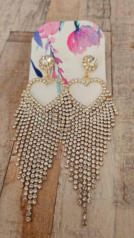 Emi Jewellery - Gold Tone Crystal Heart Earrings