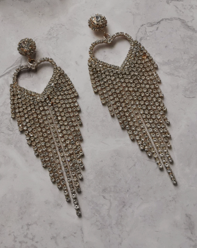 Emi Jewellery - Gold Tone Crystal Heart Earrings