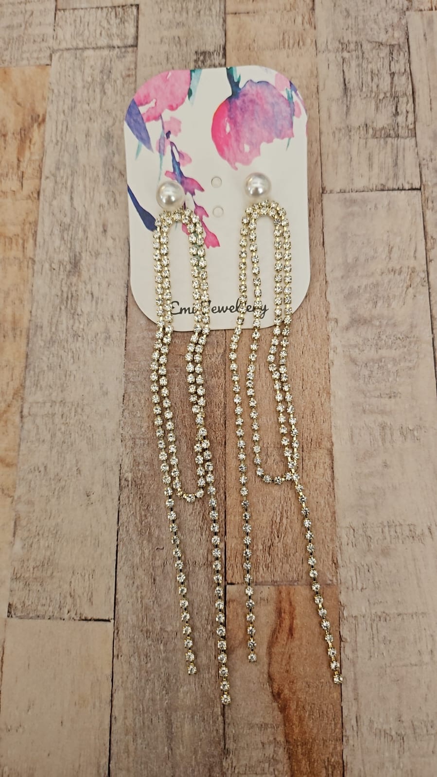 Emi Jewellery - Faux Mother of Pearl & Crystal Drop Earrings