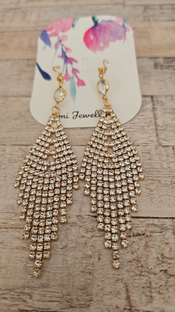 Emi Jewellery - Gold Tone Crystal Triangle Earrings