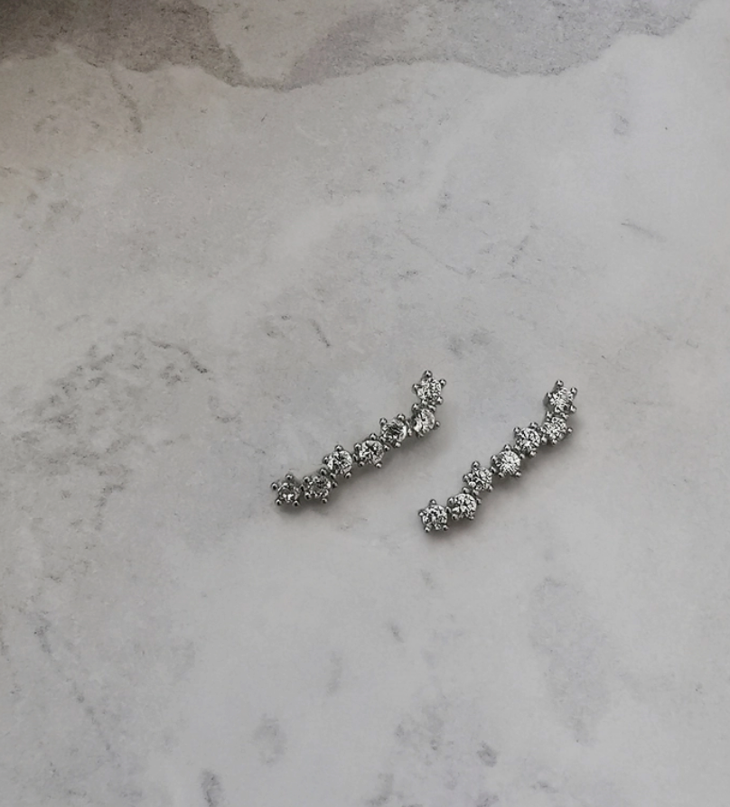 Emi Jewellery - 925 Sterling Silver Mini Crystal Ear Climbers