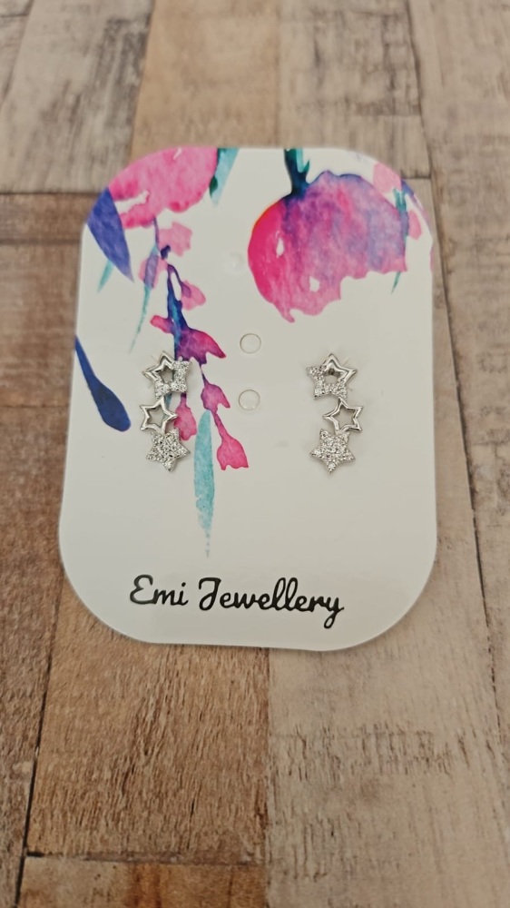 Emi Jewellery - 925 Sterling Silver Crystal Star Ear Climbers