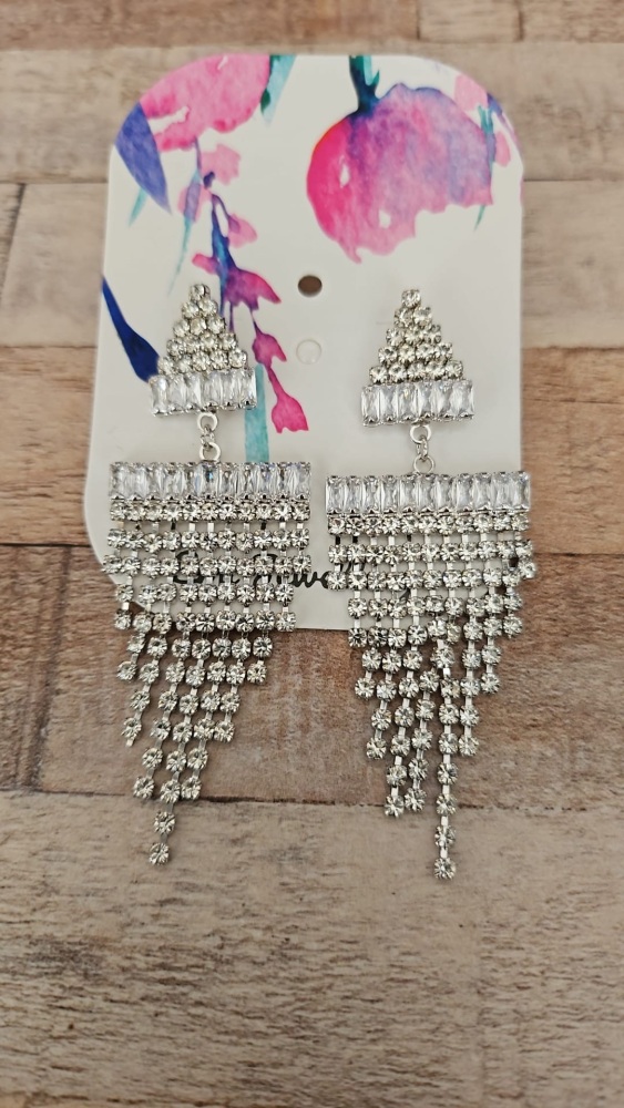 Emi Jewellery - 925 Sterling Silver Triangle Crystal Earrings