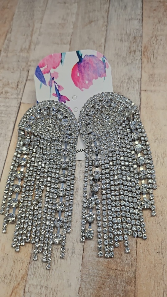 Emi Jewellery - 925 Sterling Silver Crystal Waterfall Earrings