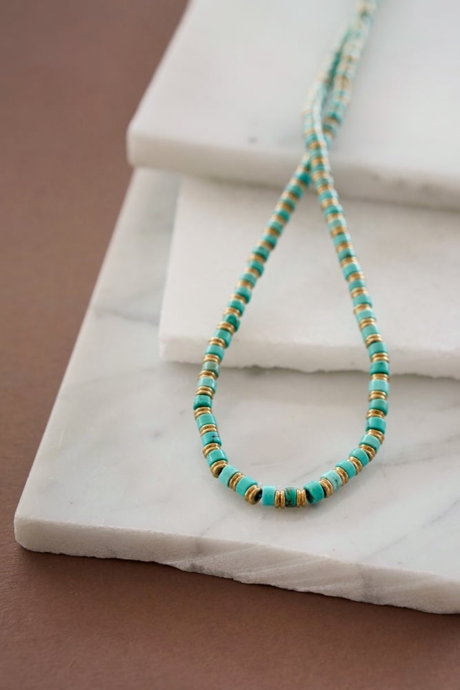 Mens Mini Turquoise Bead Necklace