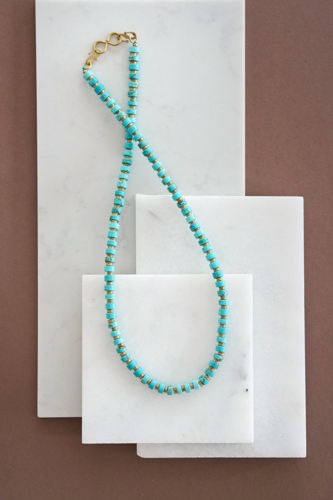 Mens Turquoise Bead Necklace