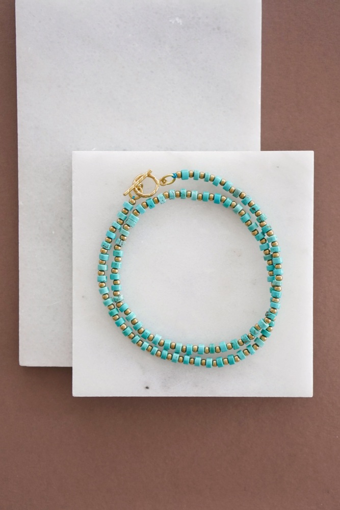 Mens Mini Turquoise Double Wrap Bracelet