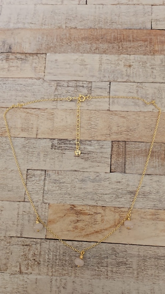 14ct Gold Plate & Rose Quartz Necklace