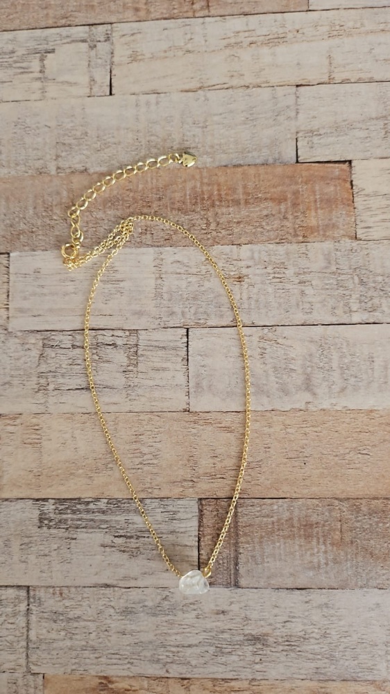 14ct Gold Plate & Clear Quartz Necklace