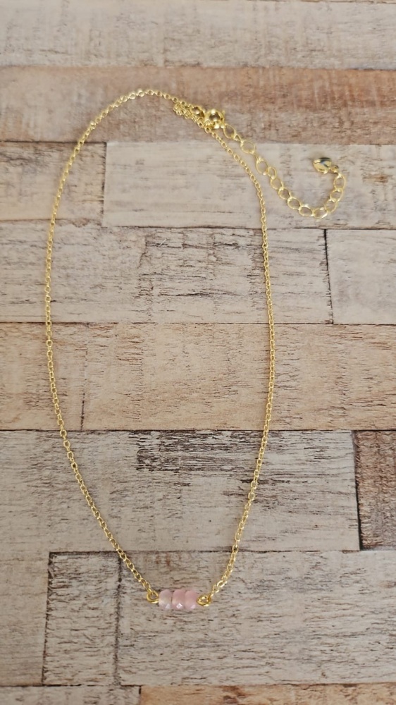 14ct Gold Plate & Rose Quartz Necklace