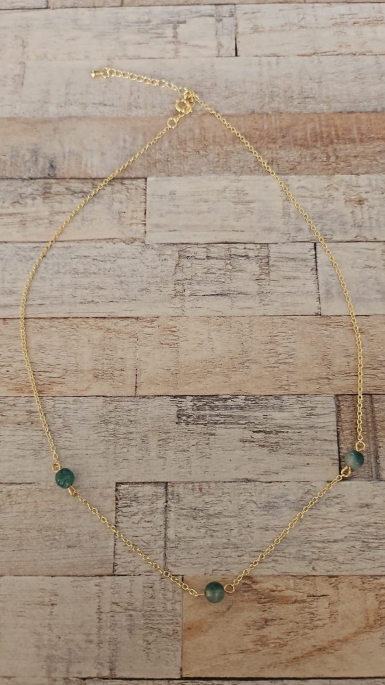 14ct Gold Plate & Malachite Necklace