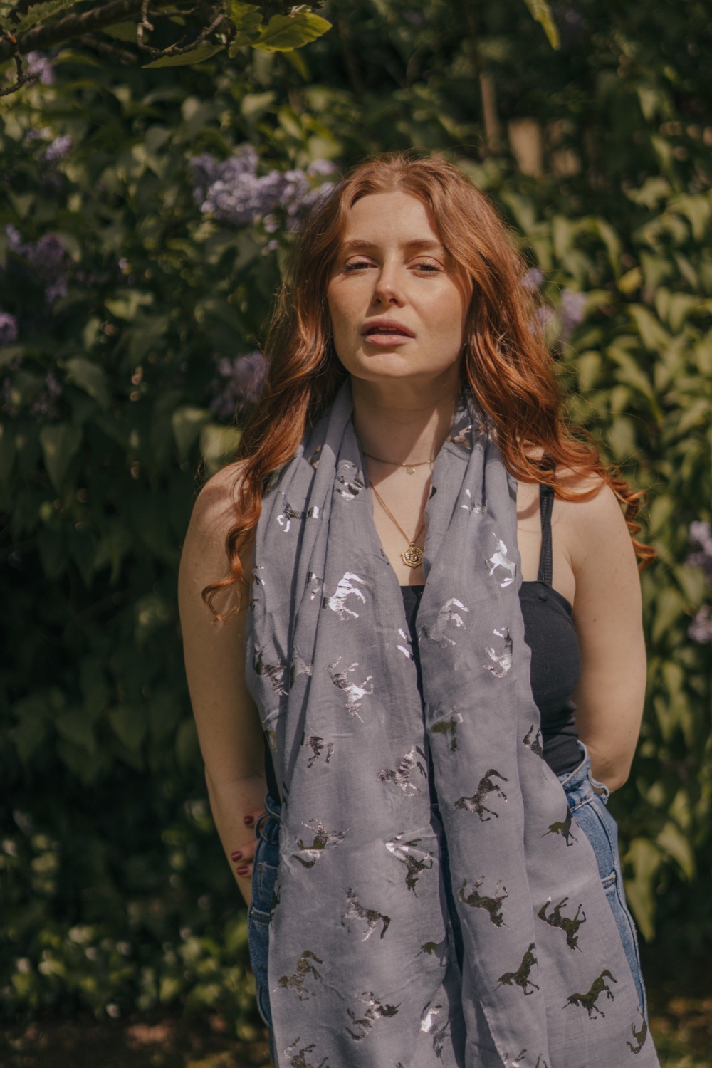 Silver Metallic Unicorn Scarf in Grey