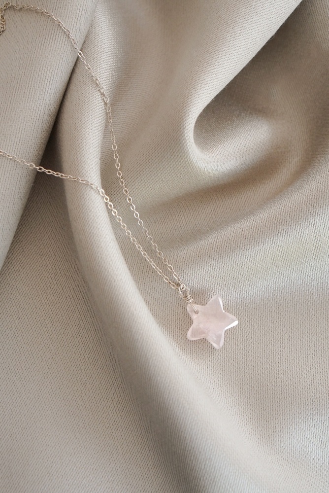 925 Sterling Silver Rose Quartz Star Necklace