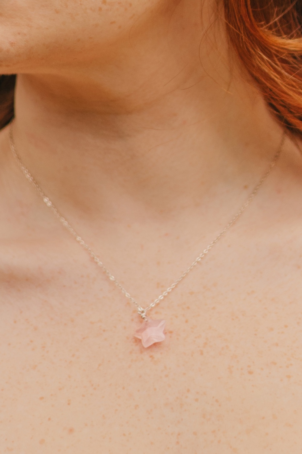 925 Sterling Silver Rose Quartz Star Necklace