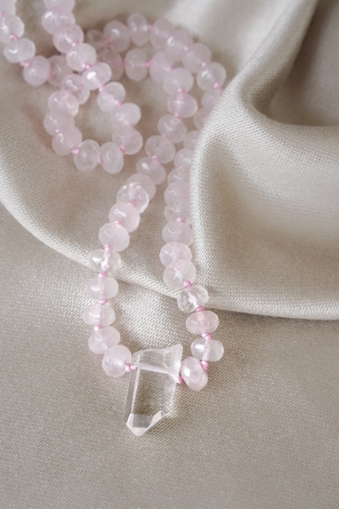 Rose Quartz and Quartz Statement Necklace