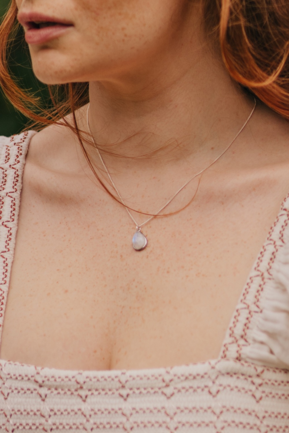 925 Sterling Silver Moonstone Teardrop Necklace