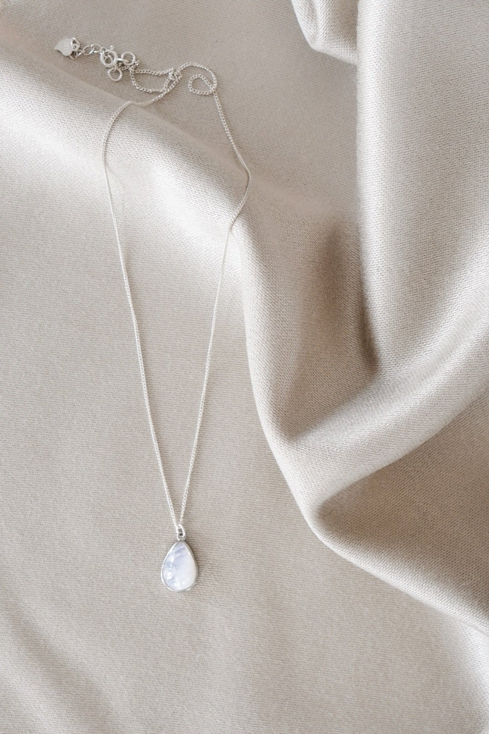 925 Sterling Silver Moonstone Teardrop Necklace