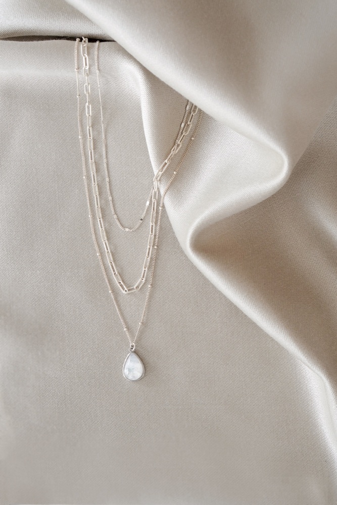 925 Sterling Silver Layered Moonstone Necklace